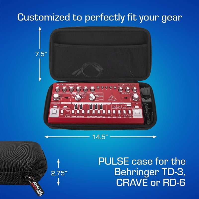 ANALOG CASES Behringer TD-3 / EDGE/CRAVE Case - Custom-Fitted Compact PULSE Hard Case for Travel - Image 5